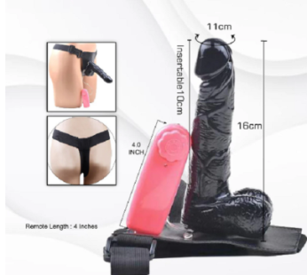 Hollow Black Panther Vibrating Strap On Dildo